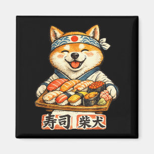 Grappige shiba inu hond die sushi eet Japans eten Magneet