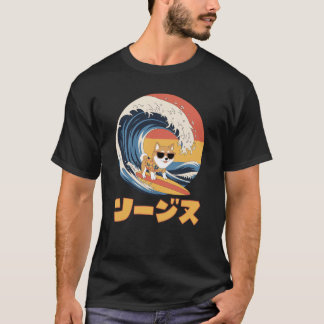 Grappige Shiba Inu Japanse Kanagawa Wave Dog T-shirt