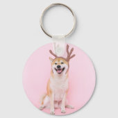 grappige shiba inu met kerstherenkostuum sleutelhanger (Voorkant)