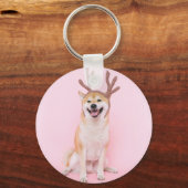 grappige shiba inu met kerstherenkostuum sleutelhanger (Voorkant)