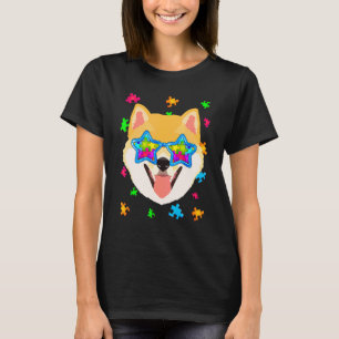 Grappige Shiba Inu Puzzel Autisme Bewustzijn Hond T-shirt