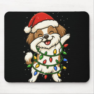 Grappige Shih Tzu Dabbing Kerstverlichting Kerstmi Muismat