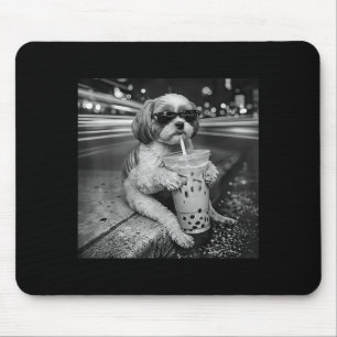 Grappige Shih Tzu die Iced Coffee drinkt Hondenlie Muismat