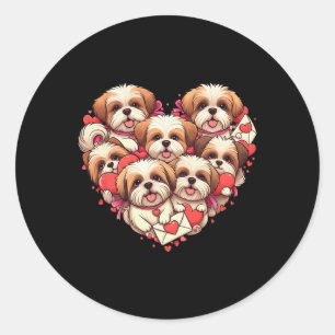 Grappige Shih Tzu Hart Valentijn Shih Tzu Vrouwen Ronde Sticker