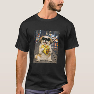Grappige Shih Tzu-hond eet Taco Meme Retro T-shirt