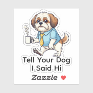 Grappige Shih Tzu-hond Zakelijke Kleding Koffie Sticker