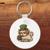 Grappige Shih Tzu St.Patrick's Day Sleutelhanger (Achterkant)