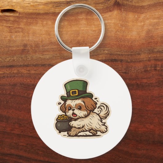 Grappige Shih Tzu St.Patrick's Day Sleutelhanger (Voorkant)