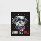 Grappige Shih Tzu Vader Usa Stars 4 juli Vaderenda Kaart (Voorkant)