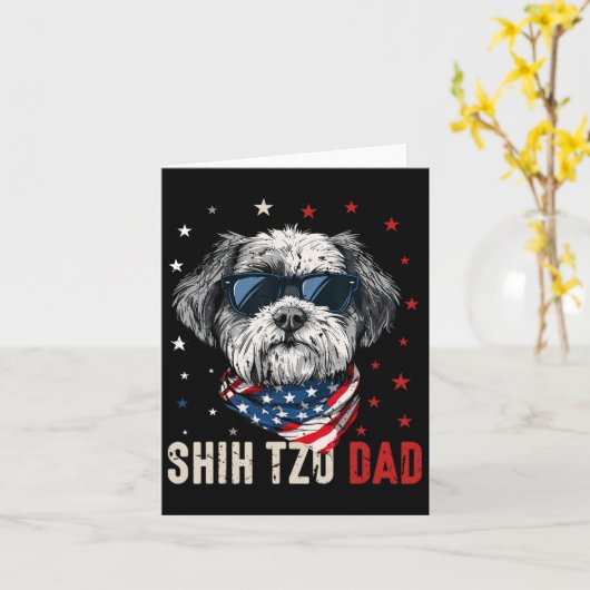 Grappige Shih Tzu Vader Usa Stars 4 juli Vaderenda Kaart (Gele Bloem)