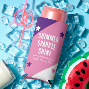 Grappige "Shimmer Sparkle Shine" bruiloft gunsten Seltzer Blikjeskoeler