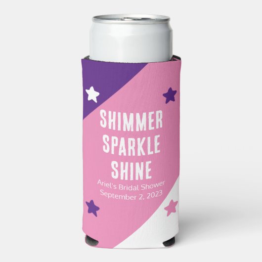 Grappige "Shimmer Sparkle Shine" bruiloft gunsten Seltzer Blikjeskoeler (Seltzer Voorkant)