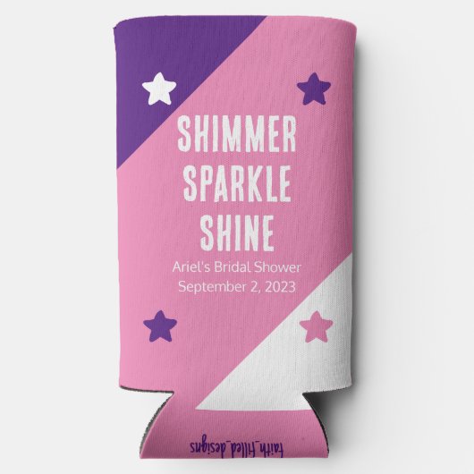 Grappige "Shimmer Sparkle Shine" bruiloft gunsten Seltzer Blikjeskoeler (Achterkant)