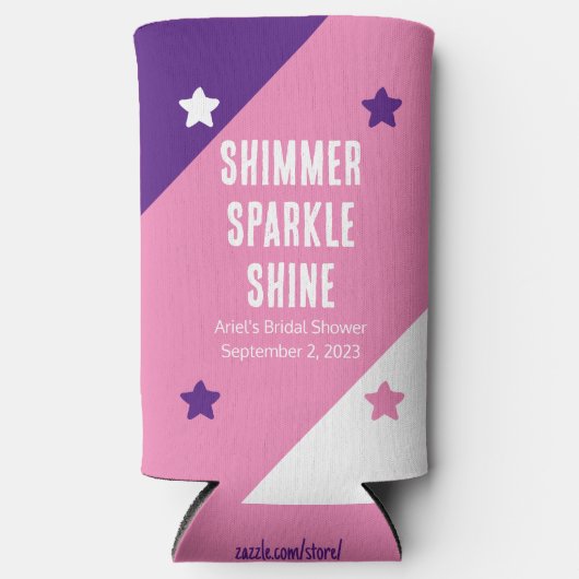 Grappige "Shimmer Sparkle Shine" bruiloft gunsten Seltzer Blikjeskoeler (Voorkant)