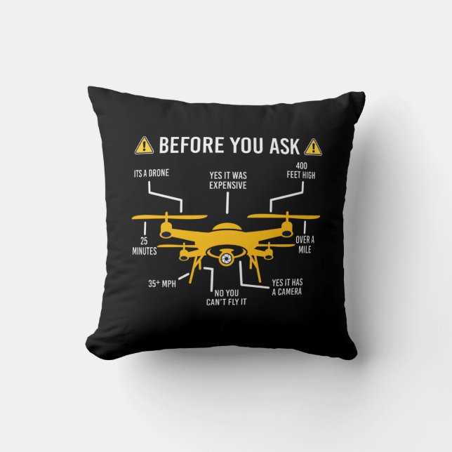 grappige shirten voor dronepiloot voordat je drone kussen (Voorkant)