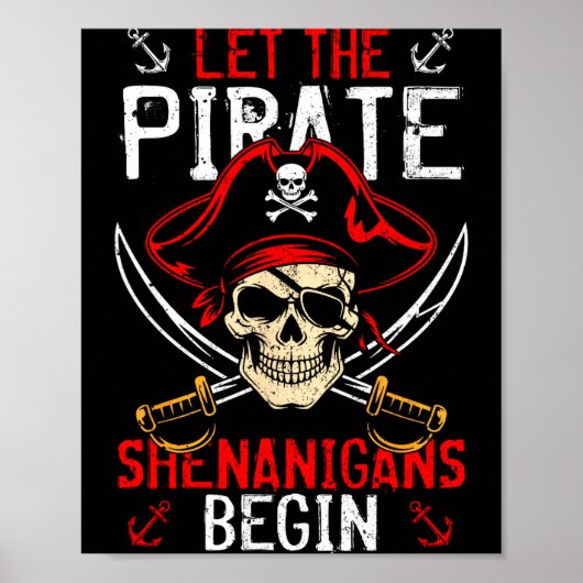 Grappige shirts skelet kruisbeenderen piraat poster (Voorkant)
