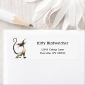 Grappige Siamese Cartoon Cat Retouradres Etiket (Insitu)