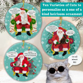 Grappige Siamese kat bezoekt de kerstman met hilar Keramisch Ornament