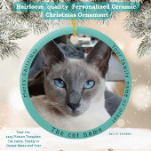 Grappige Siamese kat bezoekt de kerstman met hilar Keramisch Ornament
