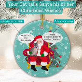 Grappige Siamese kat bezoekt de kerstman met hilar Keramisch Ornament