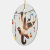 Grappige siamese kat definiëren stoute kerst keramisch ornament (Links)