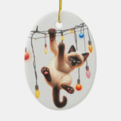 Grappige siamese kat definiëren stoute kerst keramisch ornament (Voorkant)