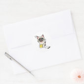 Grappige Siamese kat gemorste mayonaise Ronde Sticker (Envelop)