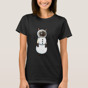 Grappige Siamese Kat in Sneeuwman Kostuum T-shirt