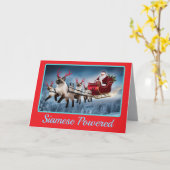 Grappige Siamese Kat Kerstvakantie Kaart (Gele Bloem)