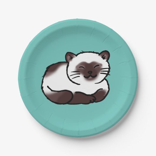 grappige siamese kat papieren bordje (Voorkant)