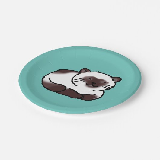 grappige siamese kat papieren bordje (Gekanteld)