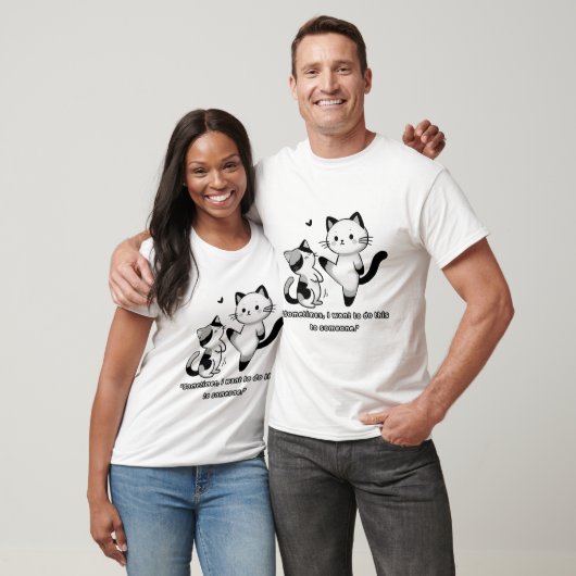 Grappige Siamese kat trap illustratie T-shirt (Unisex)