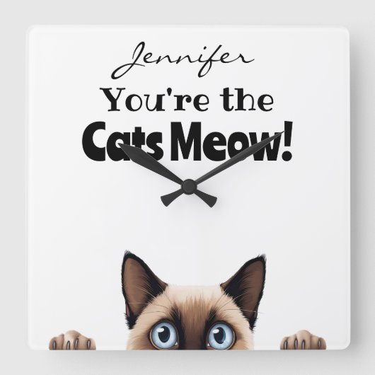 Grappige Siamese kat wandklok (Voorkant)