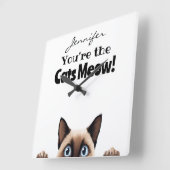 Grappige Siamese kat wandklok (Hoek)