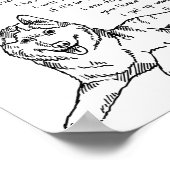 Grappige Siberische Husky Hond Handgetekende Kunst Poster (Hoek)