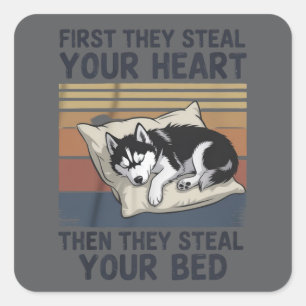 Grappige Siberische Husky Huisdierliefhebbers Hond Vierkante Sticker