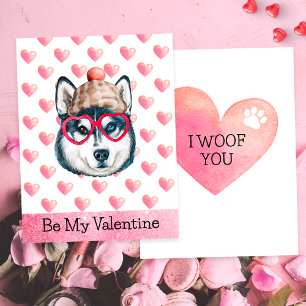 Grappige Siberische Husky Ik Woef Je Hond Valentij Feestdagenkaart