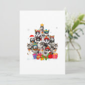 Grappige Siberische Husky Kerstboom Huisdier Hond  Feestdagenkaart (Staand voorkant)