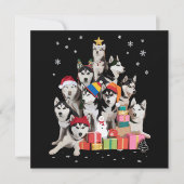 Grappige Siberische Husky Kerstboom Huisdier Hond  Feestdagenkaart (Voorkant)