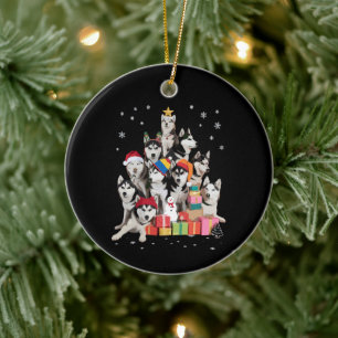 Grappige Siberische Husky Kerstboom Huisdier Hond  Keramisch Ornament