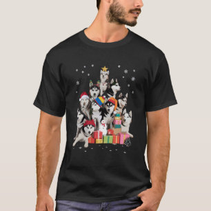 Grappige Siberische Husky Kerstboom Huisdier Hond T-shirt