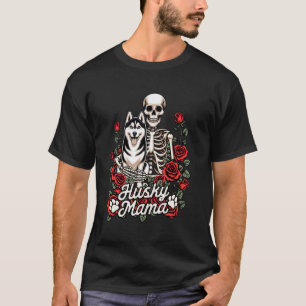 Grappige Siberische Husky Moeder Skelet Hond Moede T-shirt