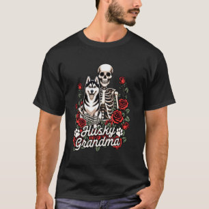 Grappige Siberische Husky Moeder Skelet Hond Moede T-shirt