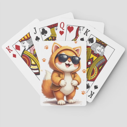 Grappige Siberische Kawaii Kat Pokerkaarten (Achterkant)