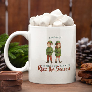 Grappige Sigma Gen Z Elf “Rizz the Season” Monogra Koffiemok