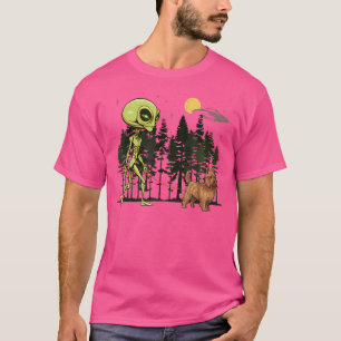 Grappige Silky Terrier Alien Walking Ufo Huisdier  T-shirt