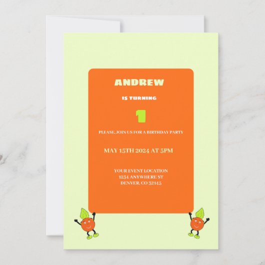 Grappige sinaasappel kaart (Voorkant)