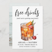 Grappige Sinaasappel Whiskey Cocktails Drank Foto  Save The Date (Voorkant / Achterkant)