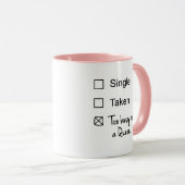 Grappige single bezet als een koningin checkbox mok (Voorkant rechts)