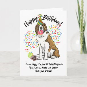 Grappige Sint Bernard Pet Dog Verjaardag Kaart Don